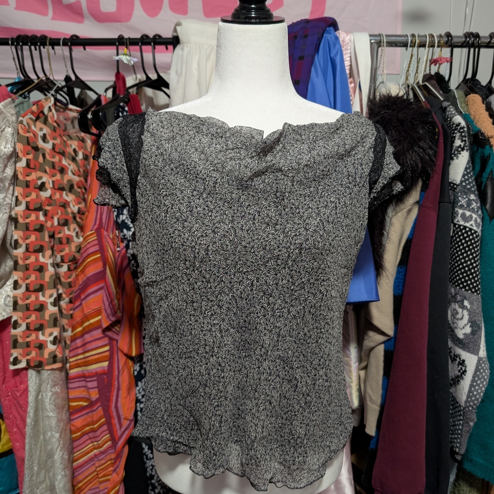 Nine West Black and White Silk Blouse